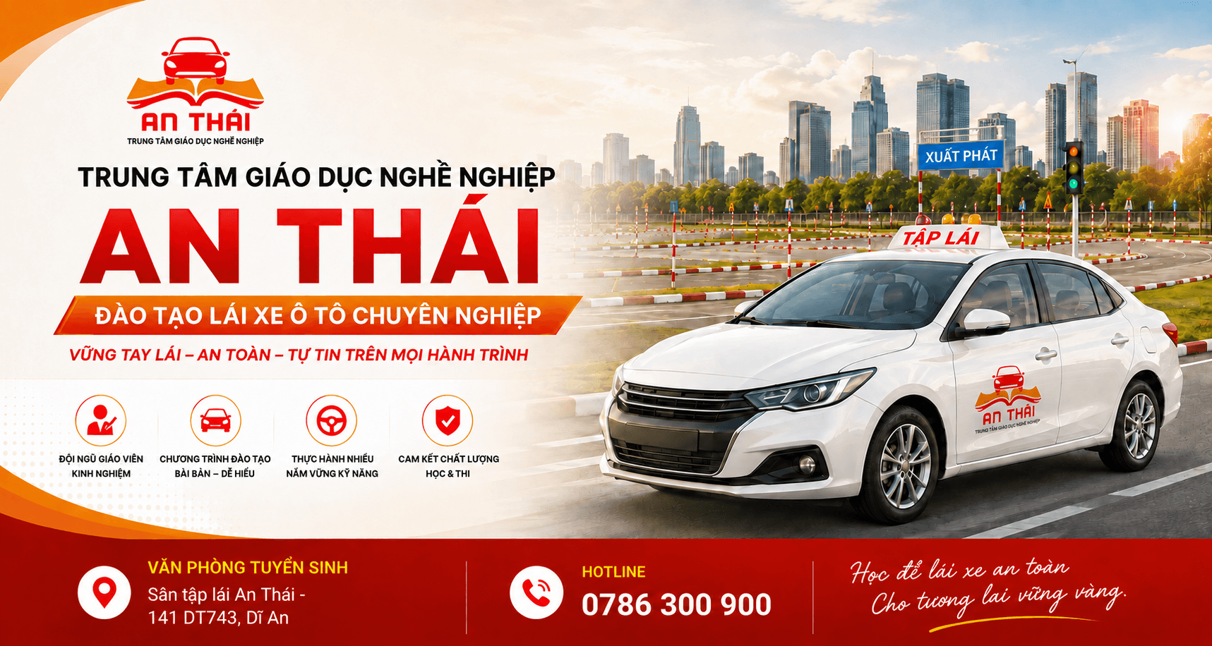 Trung Tâm Giáo Dục Nghề Nghiệp An Thái - Banner Đào Tạo Lái Xe